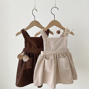 【秋作】ピュアカラーコーデュロイサロペットワンピース　全2色