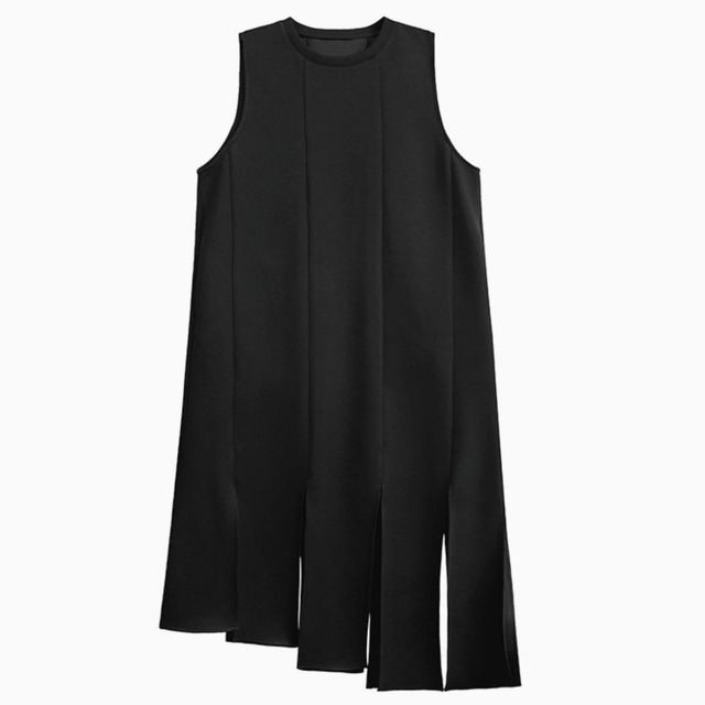 Uncut random hem sleeveless dress C0691