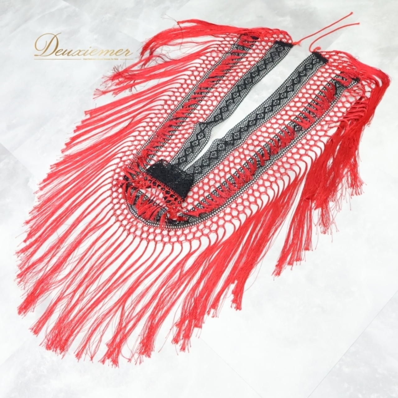 フラメンコ 衣装 シージョ ピキージョ 編み込み フレコ フリンジ 赤 黒 軽い 小物 飾り 装飾 ダンス パーティ ブラック系 レッド系 ストール エレガント おしゃれ フェスティバル