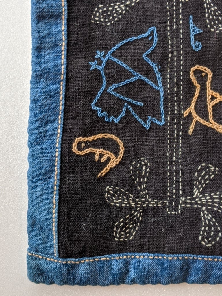 ラオス 布 レンテン族の刺繍画