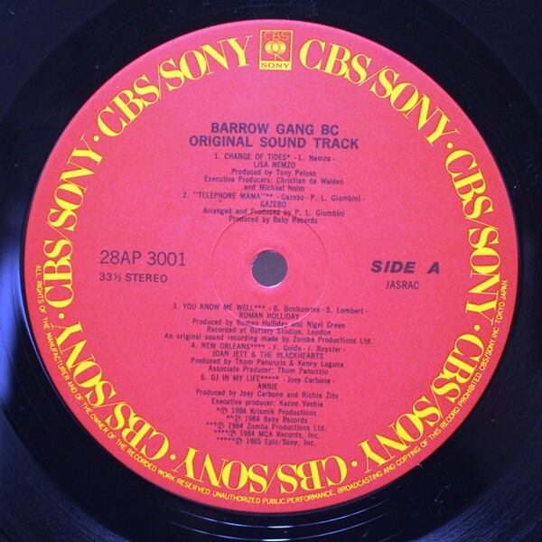 Various / Barrow Gang BC Original Sound Track [28AP 3001] - 画像3