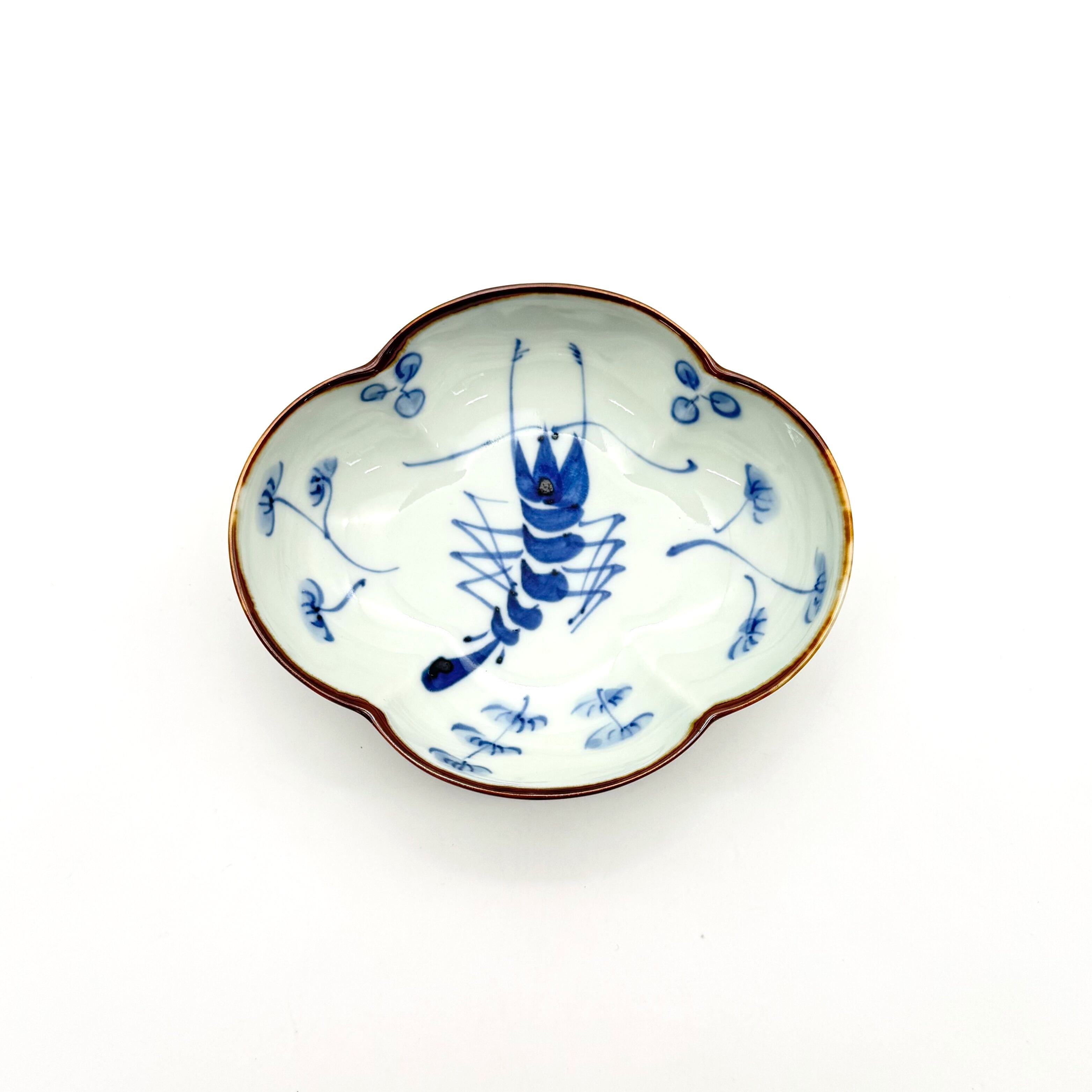 未使用品 たち吉 橘吉 染付輪花 大皿 和食器 青色 ブルー 花柄 創作
