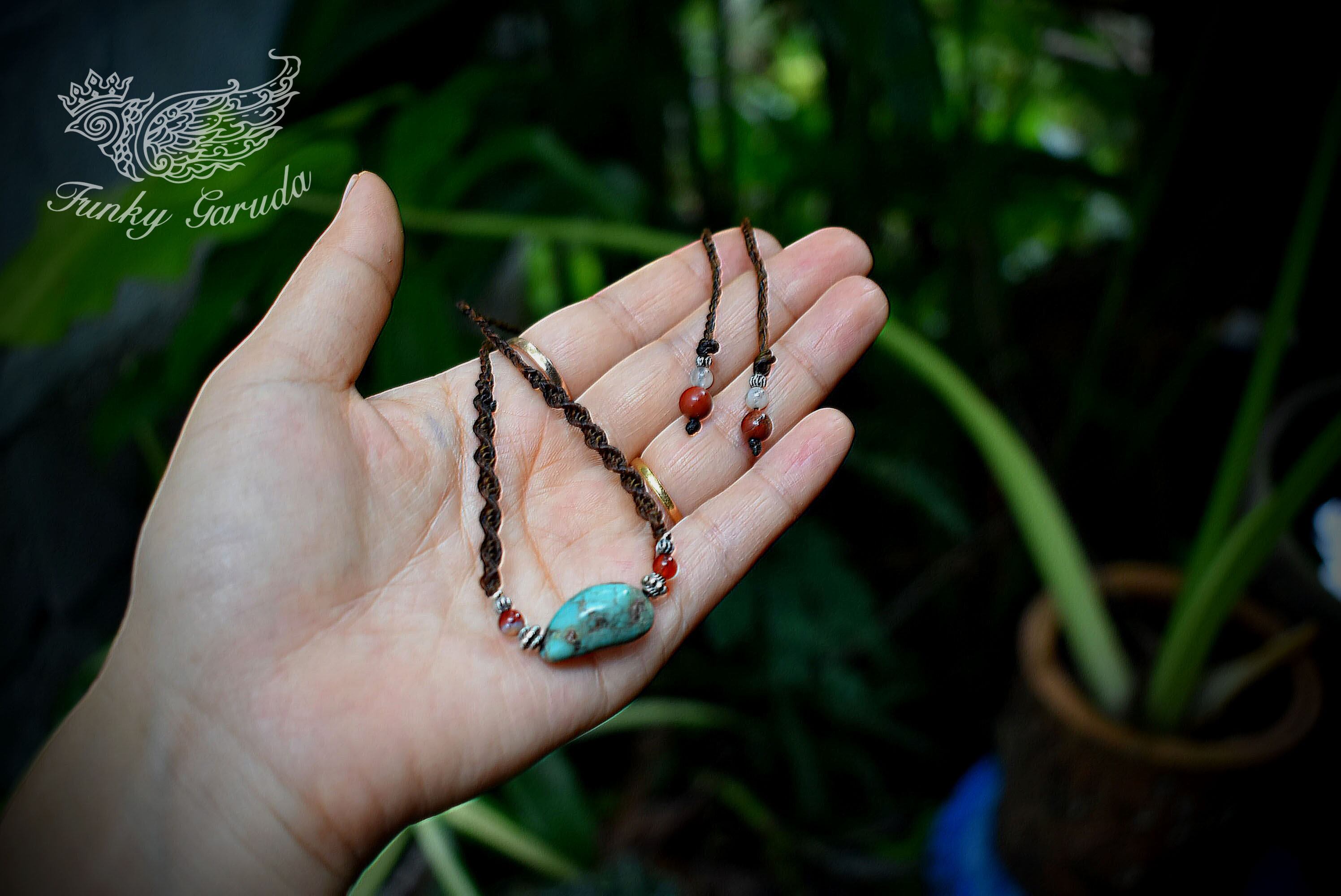 チベット産ターコイズ マクラメシンプルネックレス