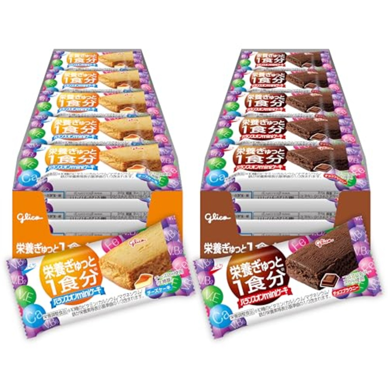 バランスオンminiケーキ アソートセット 2種40個(チーズケーキ・チョコブラウニー) 栄養ぎゅっと1食分 江崎グリコ 栄養調整食品 個包装 小分け