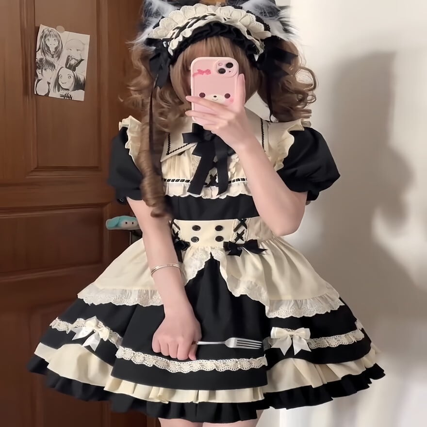 ゴスロリ クラシカルメイドワンピース 英国風×ヴィクトリアン調｜WithU