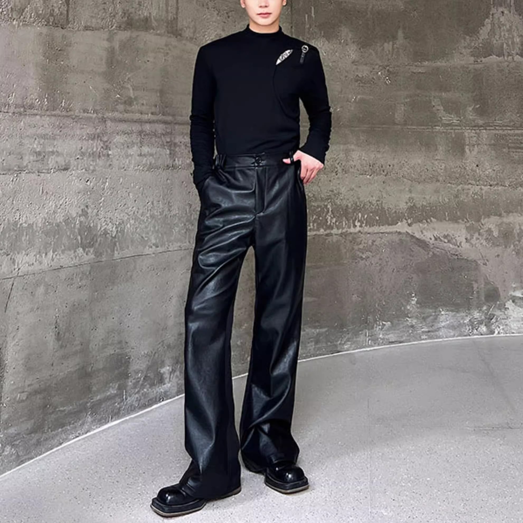 ハイネック アシンメトリー 長袖カットソー 2color MTO0360