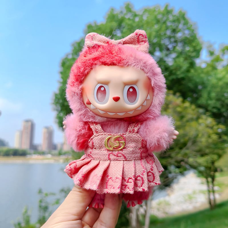Labubu 1-3世代対応 おしゃれ プリントワンピース+リボンヘア