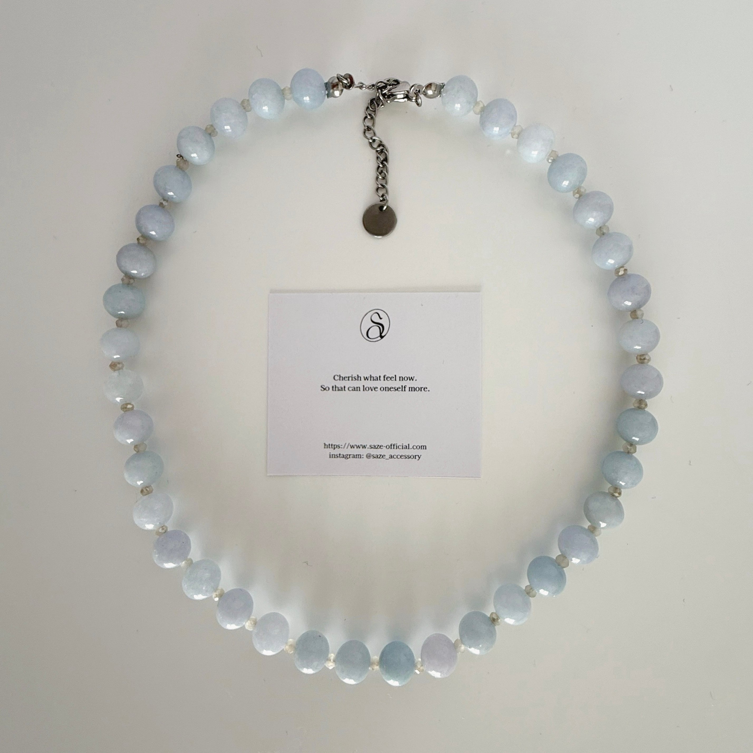 blue chalcedony beads necklace | saze
