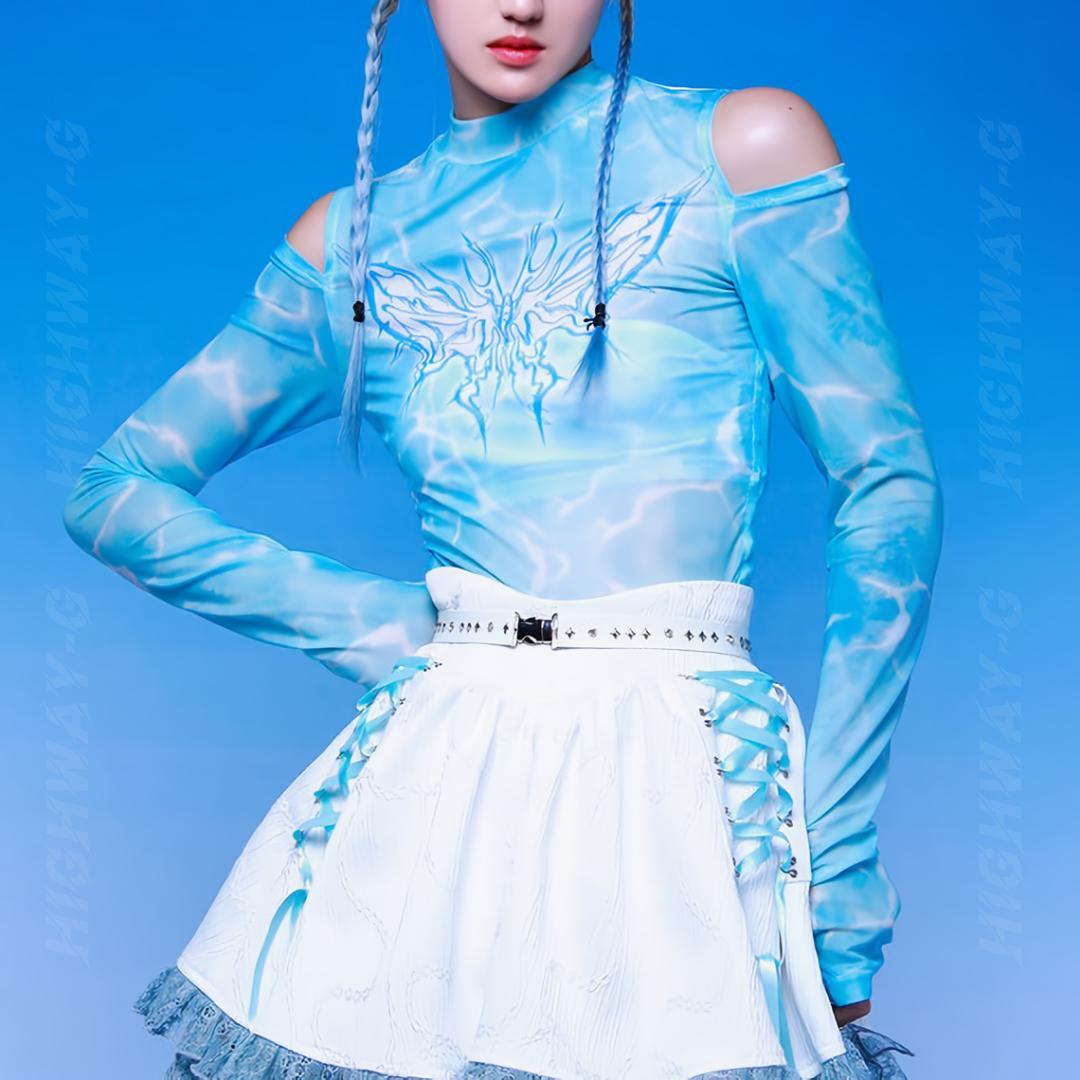 サイバーバタフライカットシアーシャツ(全1色) / HWG705