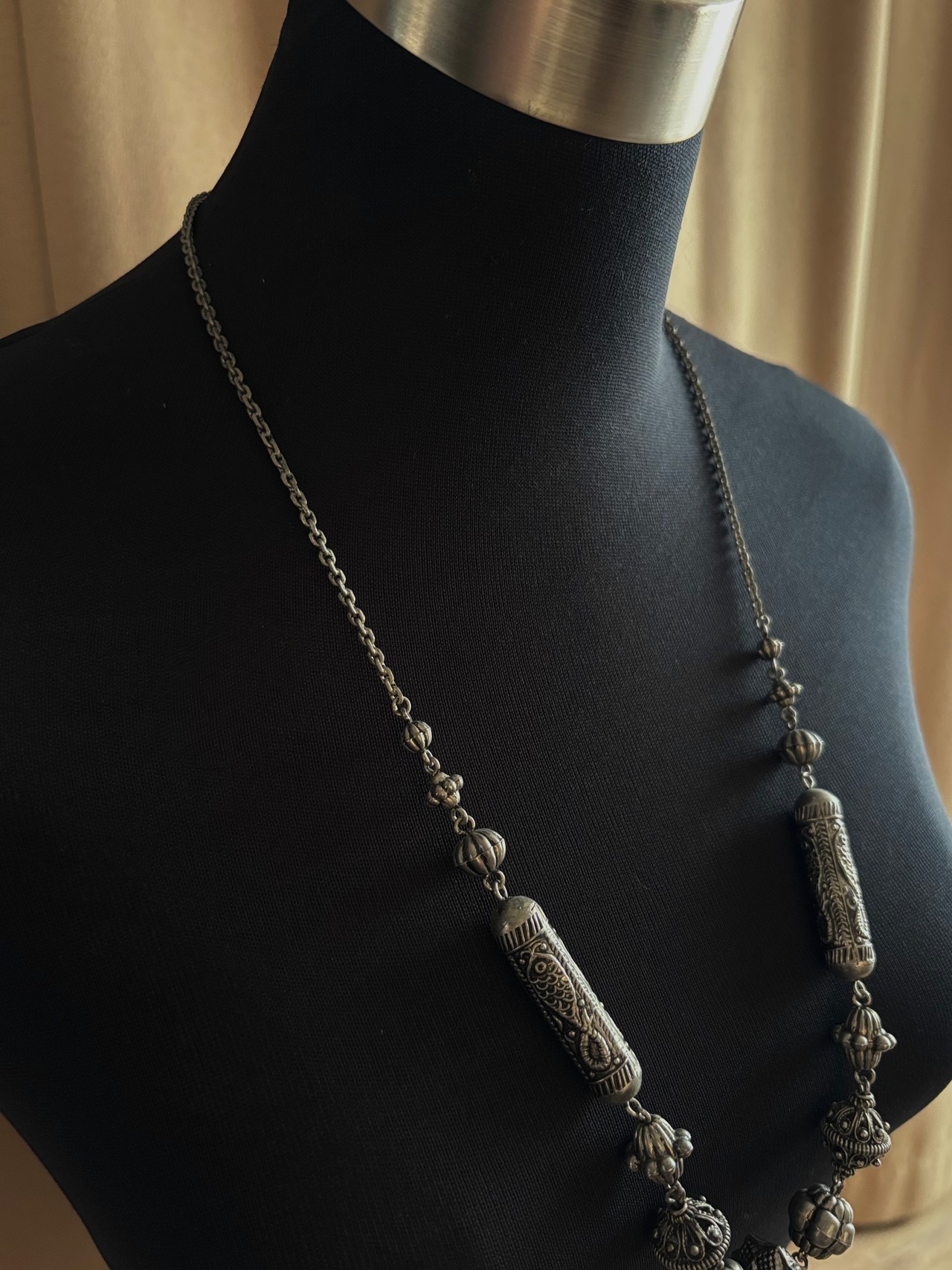 tribal metal long necklace-5147-8