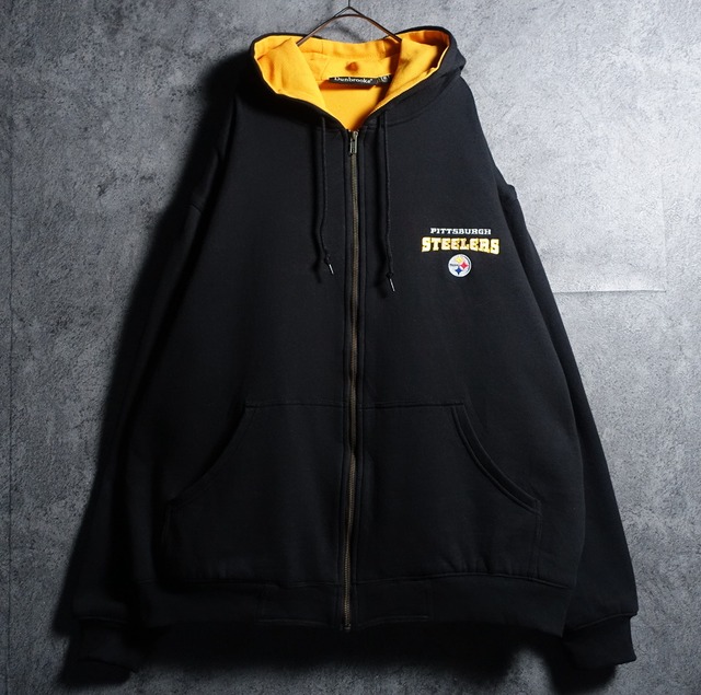 “Dunbrooke” Black STEELERS Logo Embroidery Design Sweat Zip Parka