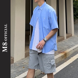 one-point embroidery oversized shirt M0235
