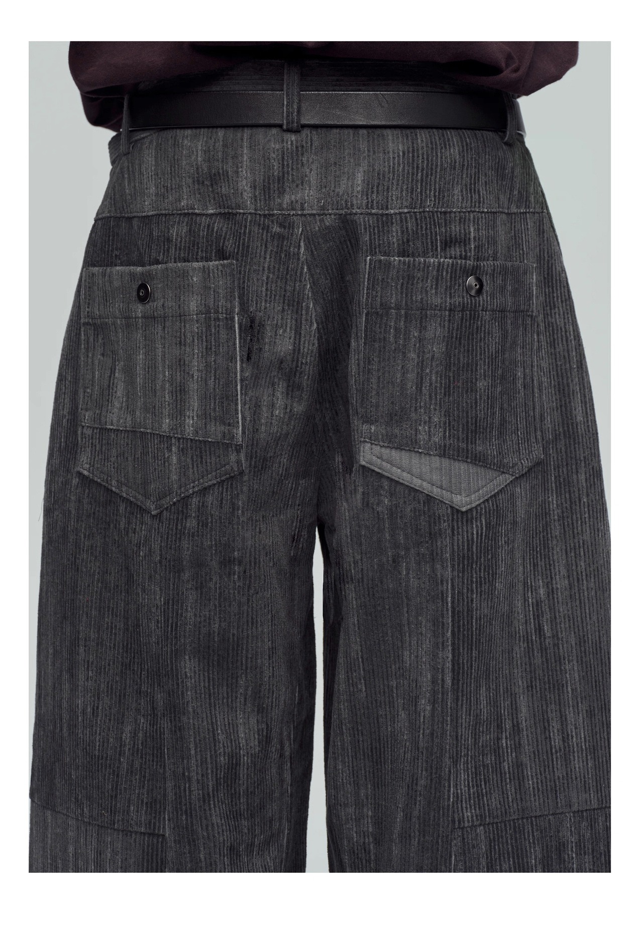 DECESOLO 25AW ルーズストライプ クロップドコーデュロイパンツ