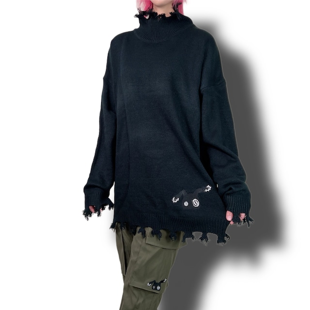 ハイネックDAMAGE UNISEX KNIT