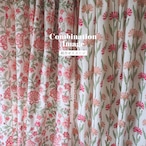 ブロックプリント生地【50cm単位】インド綿 片耳デザイン付き 花柄B 白×赤×ピンク #54922-WT2