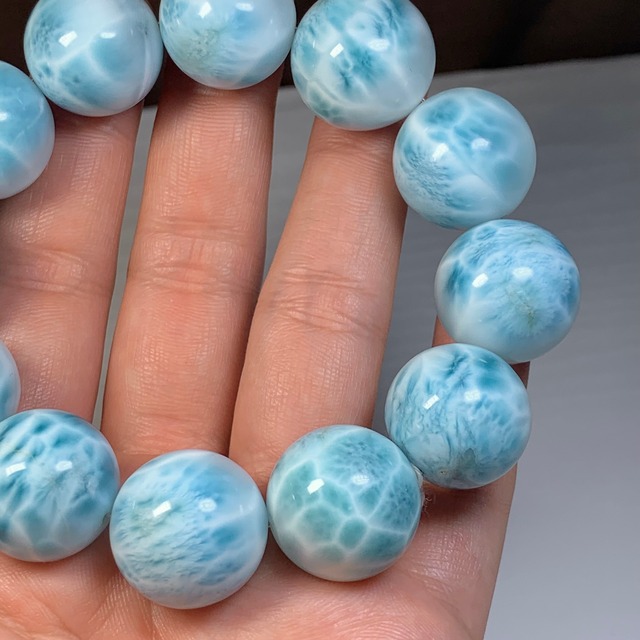 5.海面模様が美しい・大玉ラリマー ブレスレット