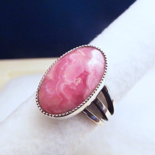 インカローズ(ロードクロサイト)・シルバーリング スリーアームリング