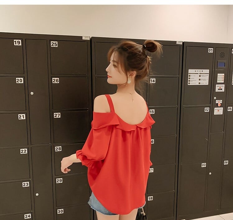 トップス シャツ ブラウス カットソー オフショルダー ストラップ