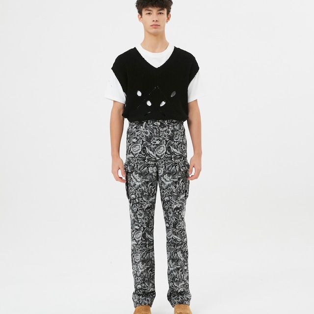 [MOONSUN] For men, Elie 2-Way Zip Cargo Pants / Black Flower 正規品 韓国ブランド 韓国ファッション 韓国代行 ブランド パンツ