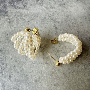 mix pearl hoop pierce  silver925 ／ ミックス パール フープ シルバー925