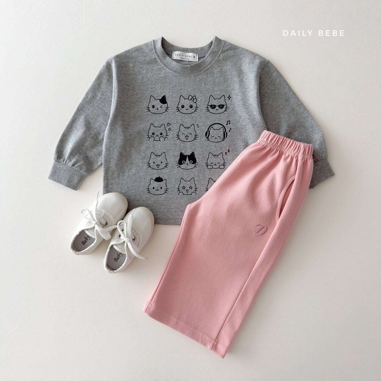 【取寄】Dailybebe エモジにゃんTシャツ｜秋服｜韓国子供服｜26/AT