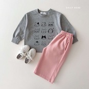 【取寄】Dailybebe エモジにゃんTシャツ｜秋服｜韓国子供服｜26/AT