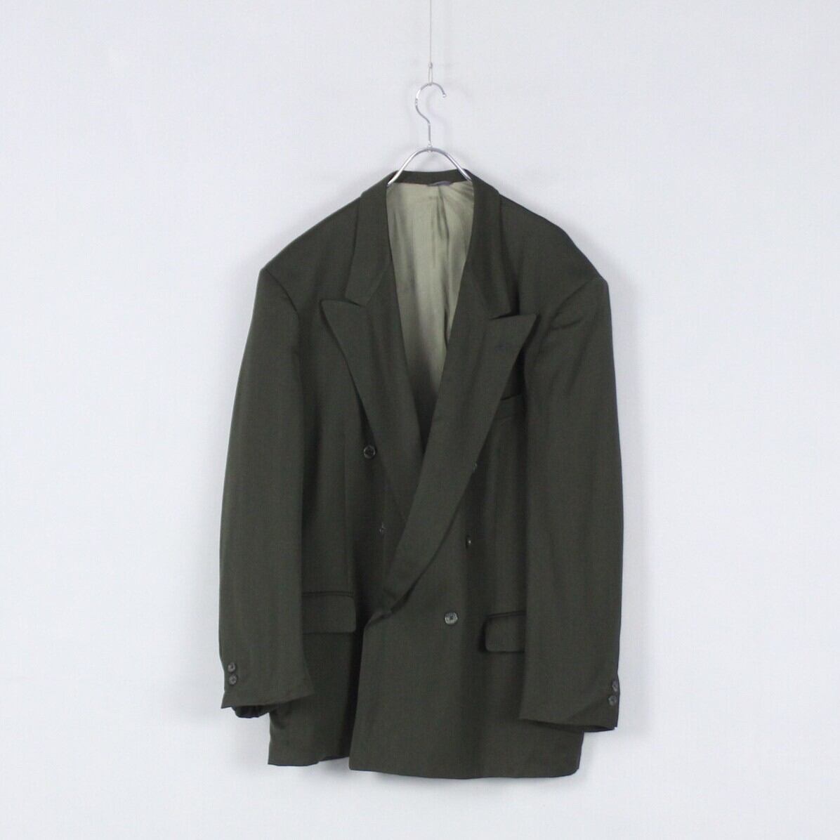 オーバーサイズ ディープグリーンカラー ダブル テーラードジャケット