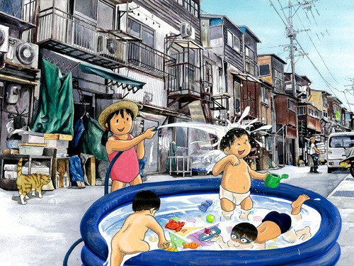 「大黒恵美須市場の夏／イラスト」画像ファイル