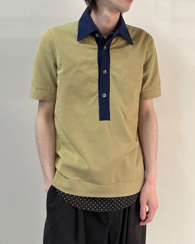 【PRADA】bicolor nylon polo top