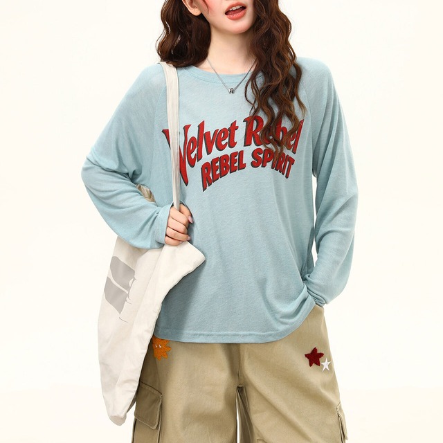 ヴィンテージライクロゴレタリングロングスリーブTシャツ 2col R02513