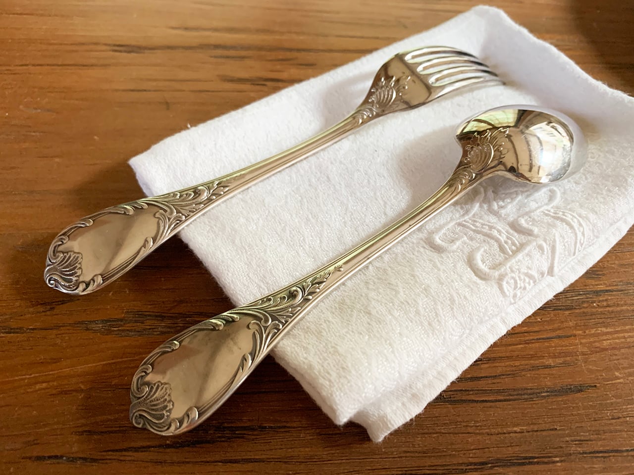 シルバーカトラリー(フォークとスプーンのセット) フレンチアンティーク