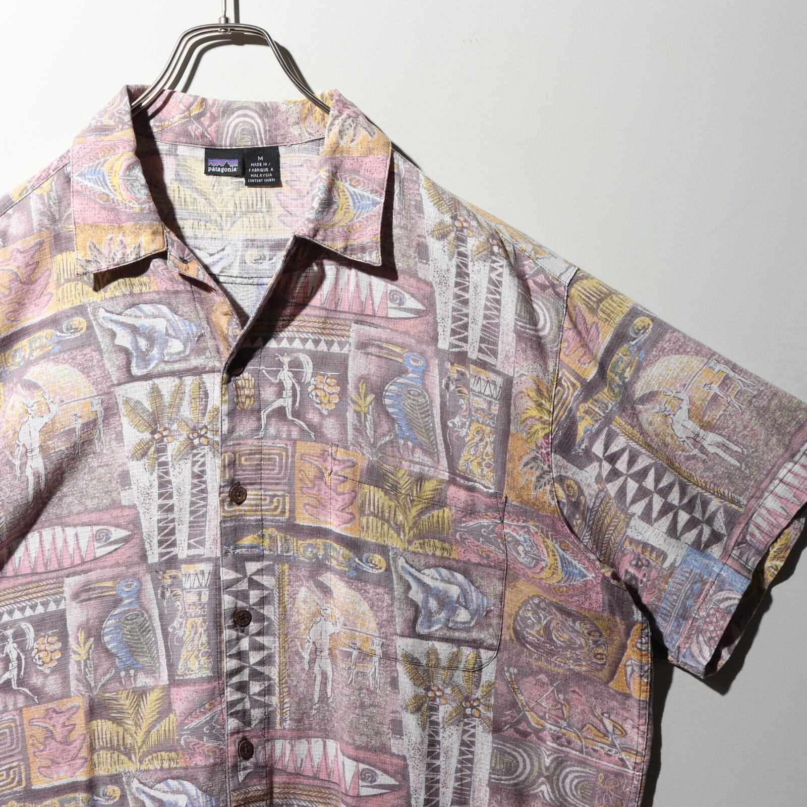 極美品 M 95年 ACシャツ パタゴニア patagonia 総柄 アロハ 古代壁画 