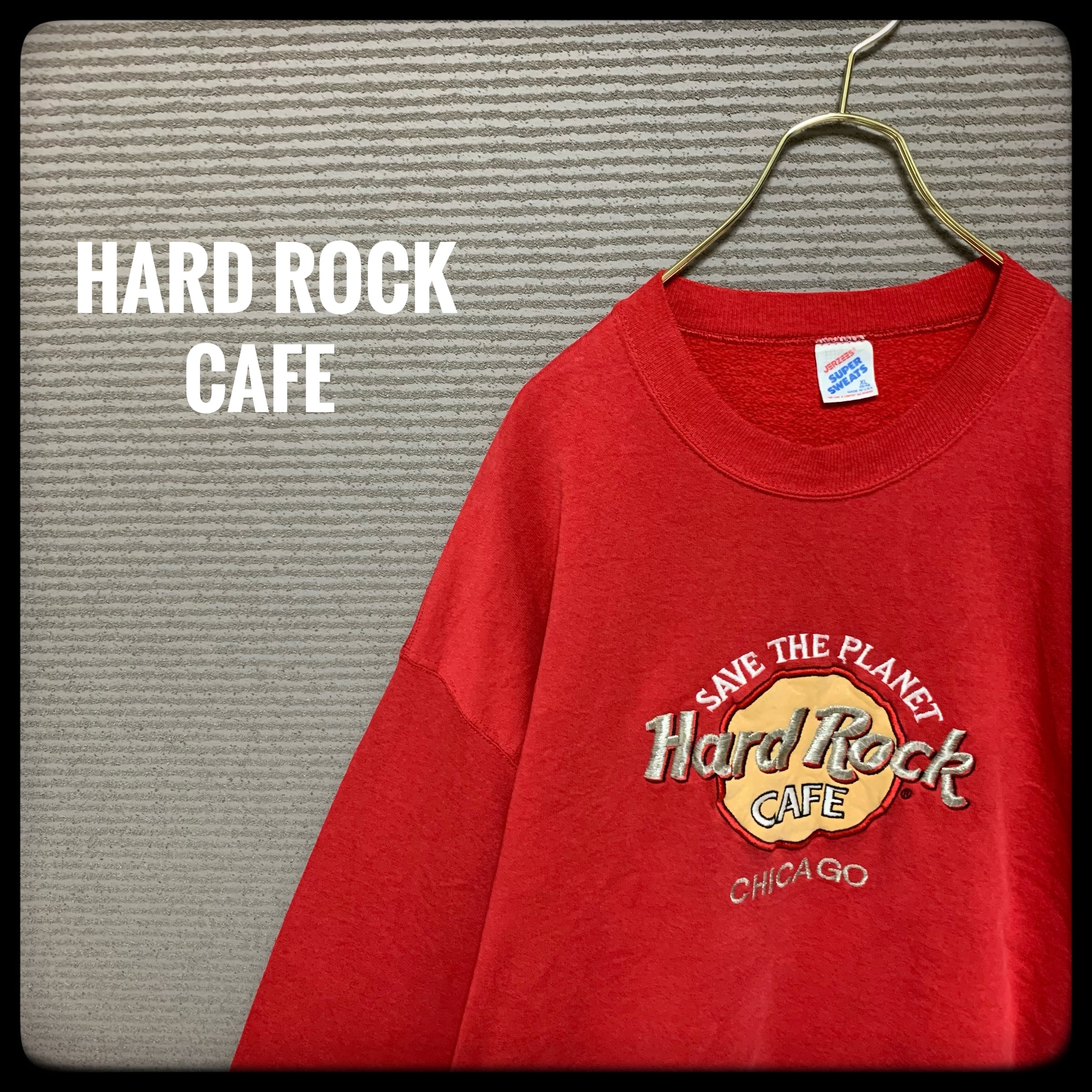HARD 偉い ROCK ハードロックカフェ スウェット 刺繍 古着 USA製 HARD 偉い ROCK ハードロックカフェ スウェット 刺繍 古着 USA製
