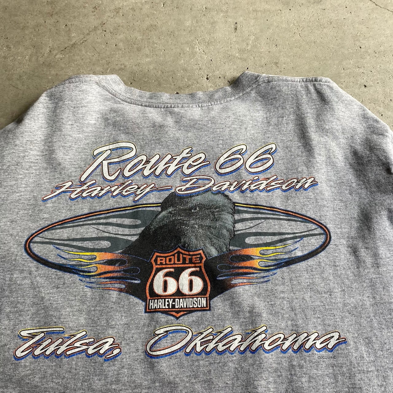 00年代 Harley-Davidson ハーレーダビッドソンポケT バックプリント 両面プリント ロングTシャツ メンズL 古着 袖プリント  胸ポケット バイク モーターサイクルTシャツ ロンT グレー 灰色 00s ヴィンテージ ...