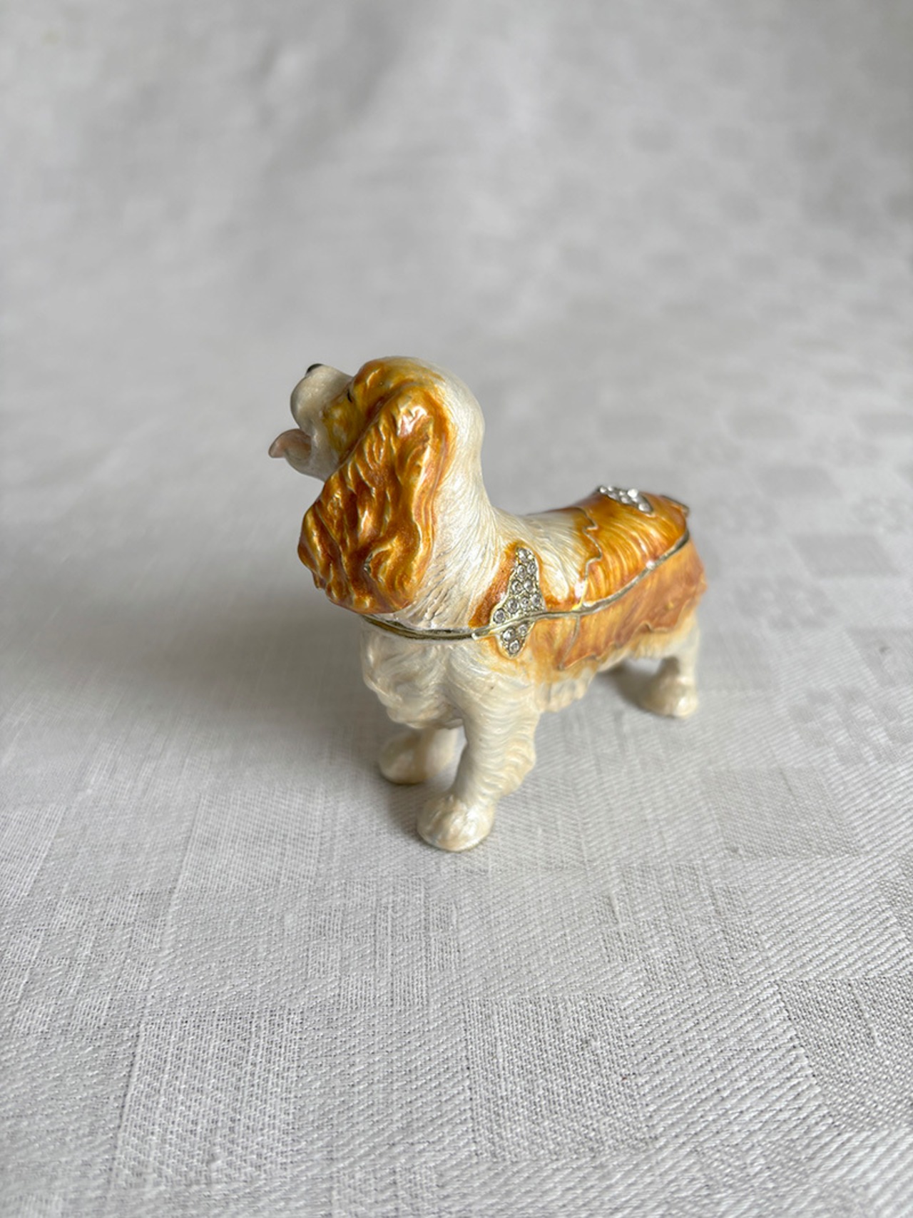 ジュエリーボックス　トリンケンボックス　キャバリアキングチャールズスパニエル　ラインストーン