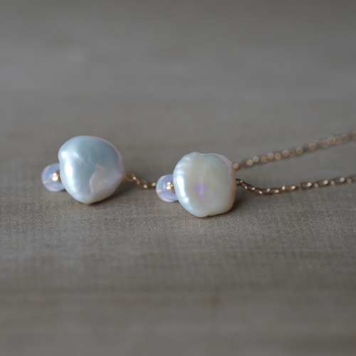 [送料無料] K18 FW keshi Pearl chain earrings(PE0015)