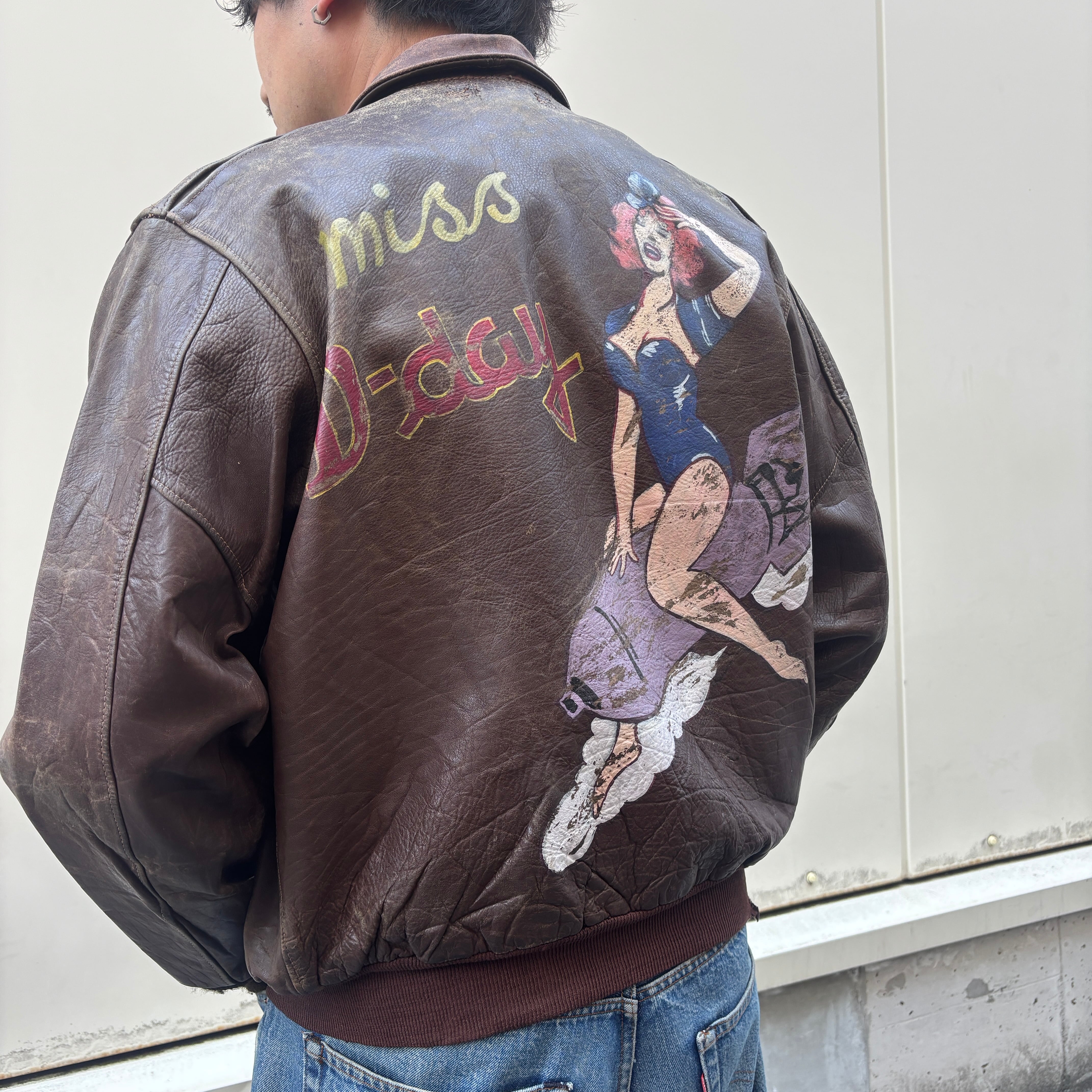 ペイント 60s USAAF 米軍 A-2 レザー フライトジャケット ヴィンテージ