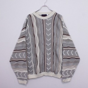 【Caka act2】Waving Pattern Vintage Loose Pullover Knit