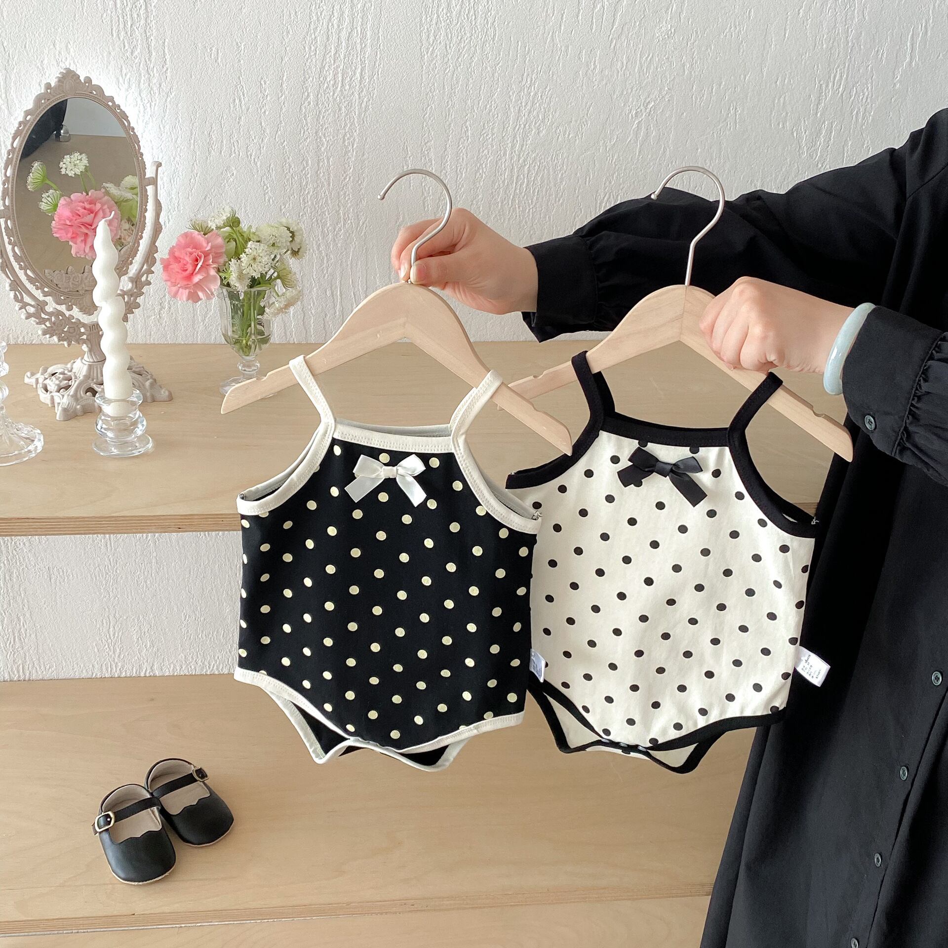 リボンドットキャミロンパース