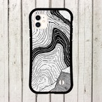 受注生産 iPhoneケース 白黒グレーの年輪マーブル｜モノトーン MARB025B