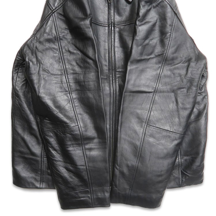 古着 JOHN ASHFORD 本革 レザー ジャケット ブルゾン ブラック 表記：L