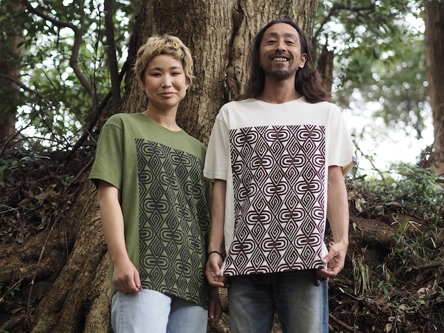 Hemp×Organic cotton T-shirt 【陰陽和合文様】