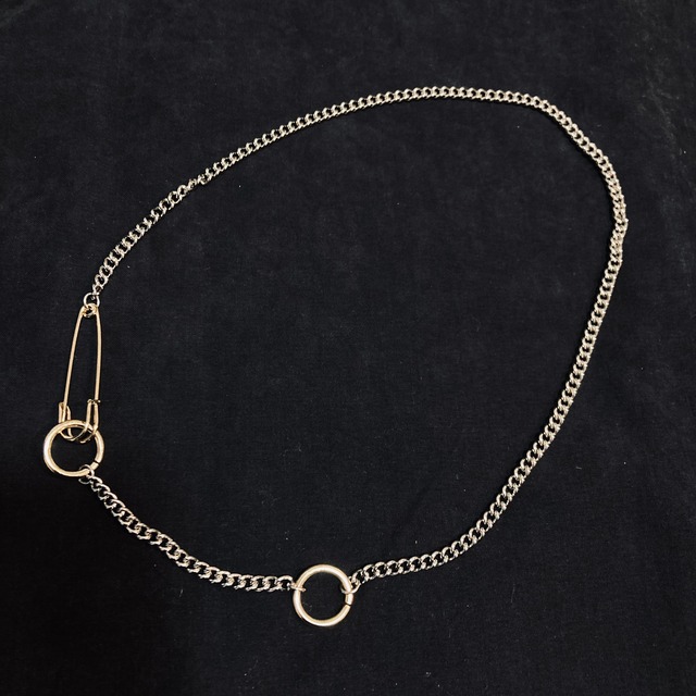 GOLD RING SAFETY-PIN NECKLACE