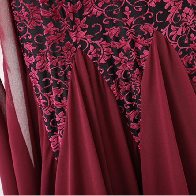 ロングスリーブ ウエストカットデザイン フレア ダンスドレス ds1114