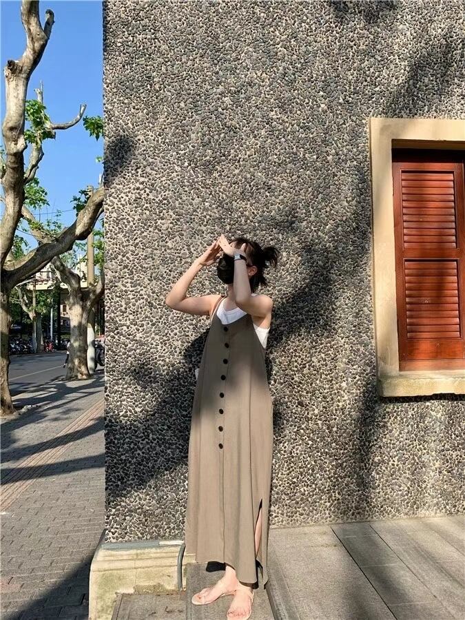 リネンブレンド　サロペット　AJ33167-1001