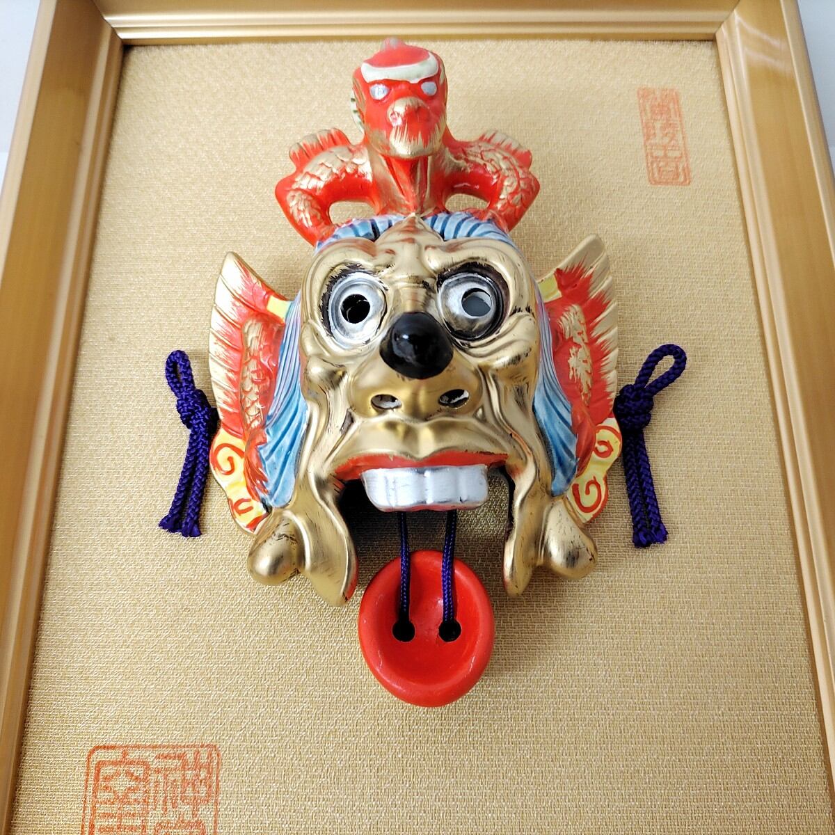 壁掛け蘭陵王面 蘭陵王・仮面・額縁・壁飾り・No.230316-11・梱包サイズ60