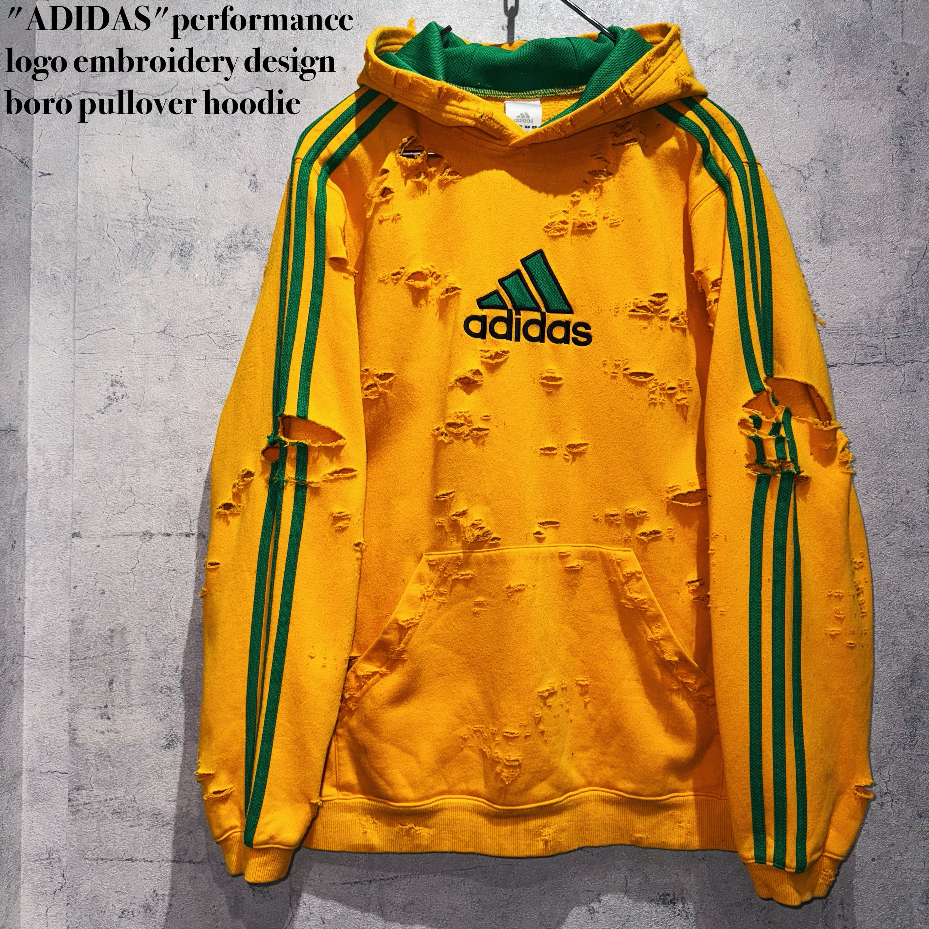 "ADIDAS"performance logo embroidery design boro pullover hoodie