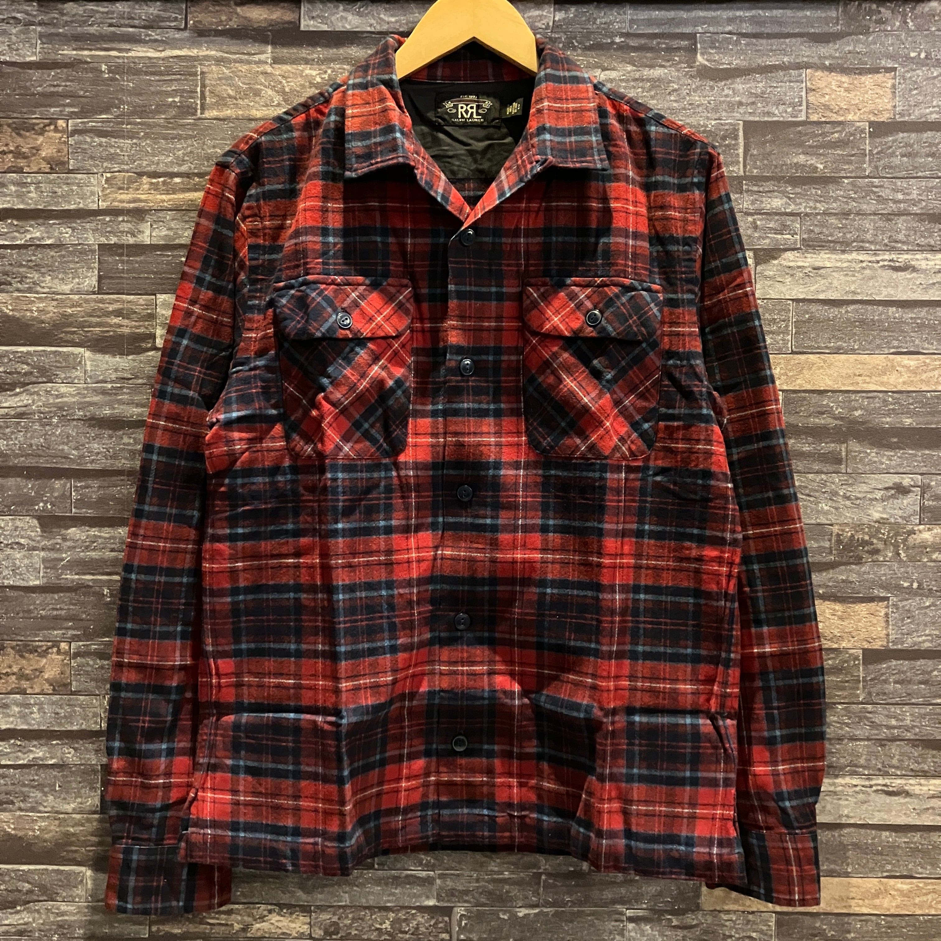 RRL OPENCOLLAR FLANNEL CHECK SHIRT RED | safarionline