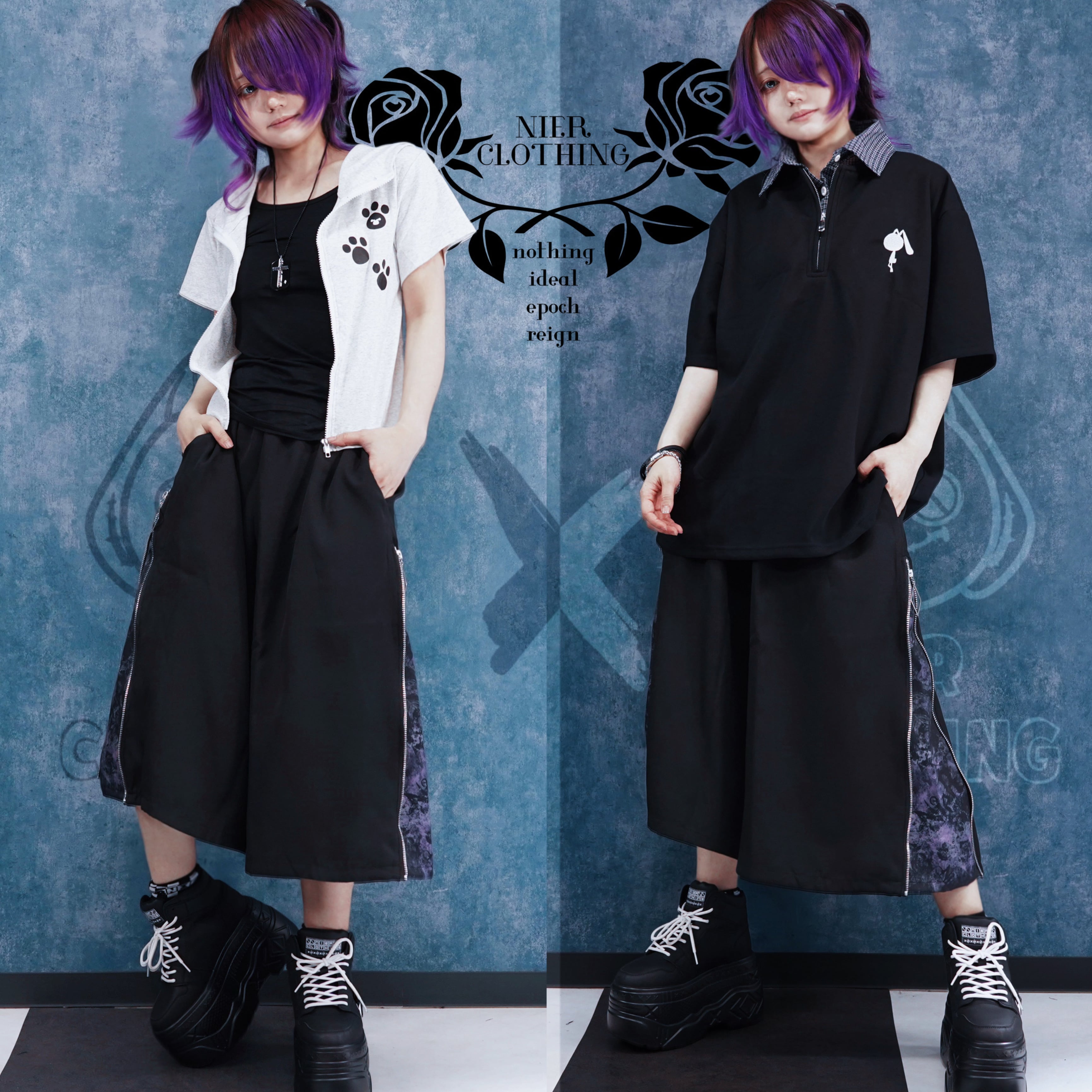 ROSE ART PATTERN 2WAY 七分丈WIDE PANTS. | NIER CLOTHING
