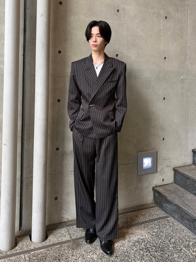 【ALUDE SELECT】tie pin stripe set up
